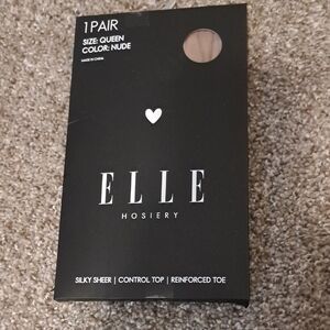 Elle Hosiery Nude Silky Sheer Control Top Hosiery Size Queen NIB